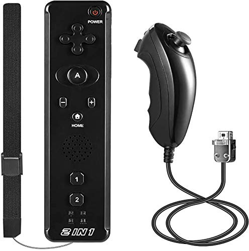 LUXMO PREMIUM 2-in-1 Wii Nunchuck Controller Motion Plus, Fernbedienung und Nunchuk Controller für Wii Wii Wii U Konsole (Fernbedienung + Wii Controller) Schwarz