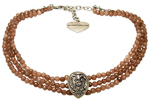 Alpenflüstern Trachten-Perlen-Kropfkette Adela - nostalgische Trachtenkette, eleganter Damen-Trachtenschmuck, Dirndlkette braun DHK259