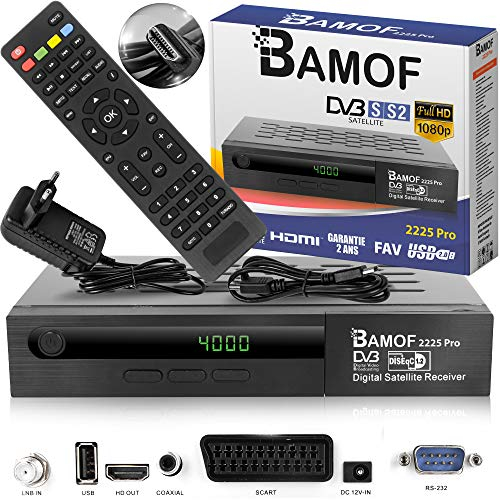 hd-line Bamof 2225 Pro - Receptor de satélite Digital (HDTV, DVB-S/DVB-S2, HDMI, SCART, 2 Puertos USB, Full HD 1080p) Sólo para Canales alemanes