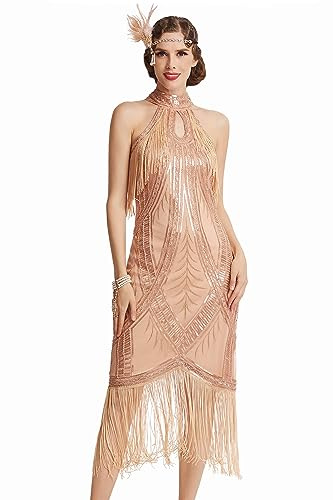 Babeyond 1920er Jahre Flapper-Kleid, lange Fransen, Gatsby-Kleid, Vintage, Art-Déco-Kleid