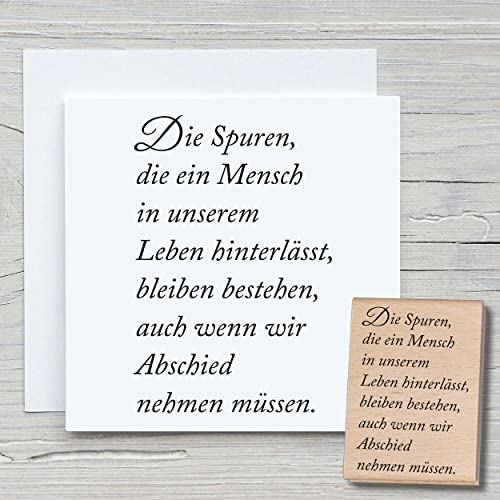 NEWSTAMPS Stempel Die Spuren die ein Mensch Motivstempel groß aus Holz & Gummi zum Karten basteln, Holzstempel, Sprüche, Spruchstempel, Abschied, Trauer, Beileid, Scrapbook, Textilstempel, Deko