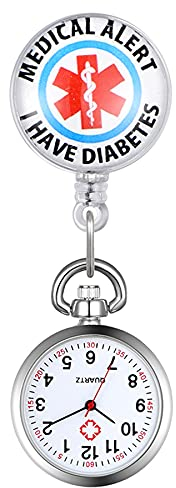 Avaner Krankenschwesteruhr Pflegeruhr mit medizinischem Zeichen FOB Analog Quarzwerk pulsuhr Ansteckuhr Unisex Silver Silikon Schwesternuhren mit Clip Set ausziehbar Arzt Doktor Medical Taschenuhr