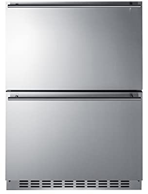 Summit 24” Two Drawer Refrigerator Freezer, 3.9 cu.ft. Capacity, Stainless Steel, Panel Ready Capable*- SPRF34D (*Panels not included)