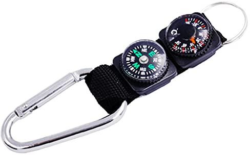 PiniceCore Mini Keychain Multifunktions-Camping-kompass-Thermometer Im Freien Klettertemperatur-Tester, Der Das Überlebensgerät Hilft