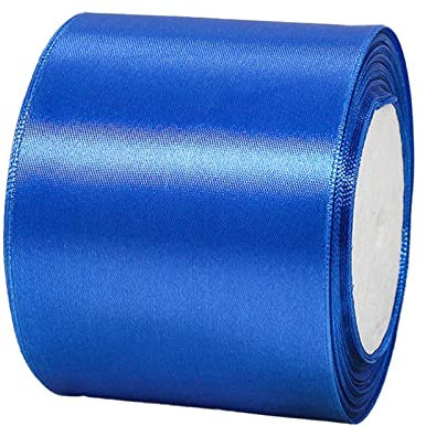 POPOYU Satinband Saphirblau Breit,Saphirblau Satin Schleife Groß,Satinband 8cm Breit,Baumwoll SchleifeBreit,Schleifenband xxl für Verpacken von Geschenken Ostern Weihnachten Hochzeit Dekorieren Aut
