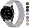 Mugust Armband Kompatibel mit Garmin Vivoactive 4 45mm / Garmin Venu 2 Armband, 22mm Edelstahl Mesh Metall Uhrenarmband mit Magnet für Forerunner 255 Music 46mm Ersatzband (Silber)
