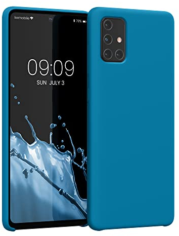 kwmobile Hülle kompatibel mit Samsung Galaxy A71 Hülle - Silikon Handy Case - Handyhülle weiche Oberfläche - kabelloses Laden - Karibikblau