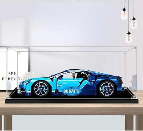 Acrylic Display Case for 42083 Technic Bugatti Chiron, Super Sports Car Exclusive Collectable Model, Transparent Dustproof Display Box, 62 x 30 x 20CM