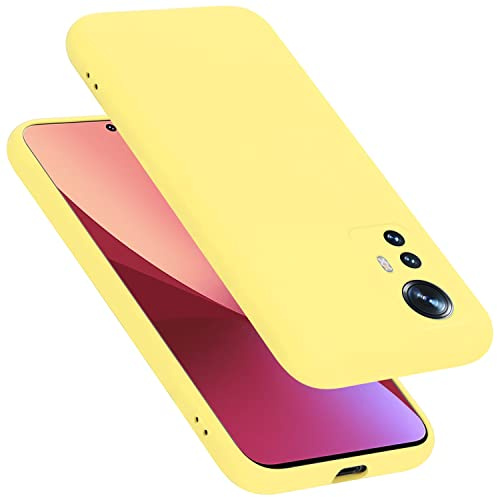 Cadorabo Hülle kompatibel mit Xiaomi 12 / 12X Hülle Silikon Handyhülle für 12 / 12X Case aus flüssigem Silikon- Kratzfeste und stoßfeste dünne TPU Schutzhülle - Liquid GELB