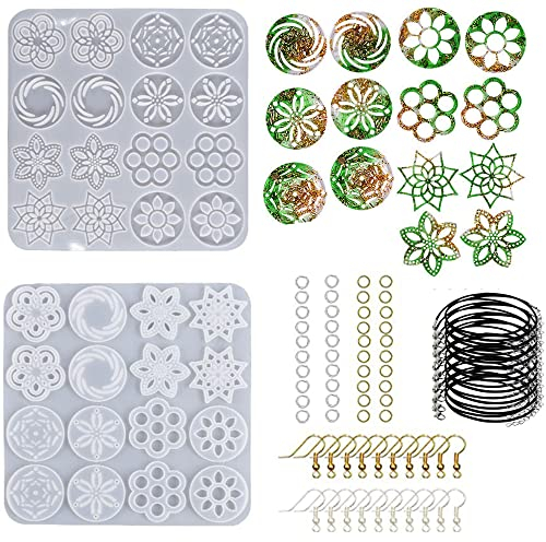 Cayway Molde Silicona Pendientes Resina Silicona Moldes de Joyería, Moldes de Resina de Silicona, Pendientes y Anillos de Salto para Joyería Pendiente Bricolaje