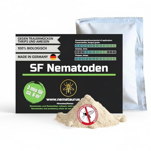 Samenshop 24 SF-Nematoden 3 Mio (30 Pflanzen/6m²) gegen Trauermücken, Thripse, Weiße Fliege mit Fadenwürmern, effektive Schädlingsbekämpfung (SK Nematoden, 3 Mio)
