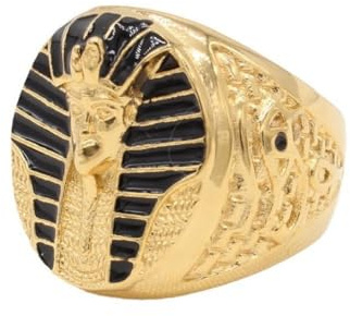 Pharao Ring, Auge des Horus Ring für Männer, Altägyptischer Pharao Kopf Ring Pharao Schmuck, Retro Pharao Horus Augen Ring Hip Hop Gold Pharao Band Ring Punk Kreuz Ring für Jungen (21.4)