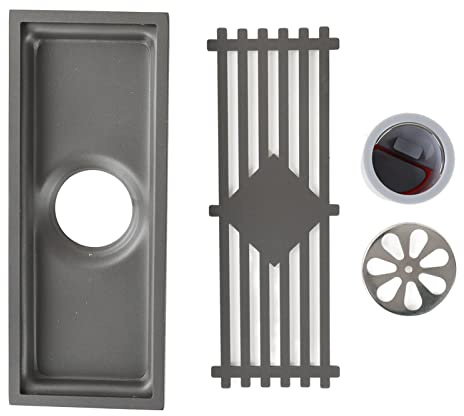Siphon de Sol Rectangulaire en Acier Inoxydable Fabricant de Drain de Sol de Douche Rectangulaire en Acier Inoxydable Filtre à Cheveux Noir Mat Résistance à la Corrosion Grille de(30cm/11.8in)