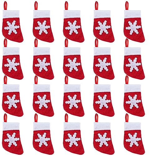 GORGECRAFT 20 Stück Mini-Weihnachtsstrümpfe Rote Stricksocken Bestecktaschen Vliesstoff Geschirrhalter Süßigkeitenbeutel Löffel Gabel Besteck Schutzbeutel Abdeckung Für Weihnachtsdekoration Tisch