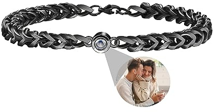 Nergaebe Benutzerdefinierte Armbänder mit Bildern im Inneren, personalisierte Fotoprojektionsarmbänder, Kreisbildarmband, personalisierte Fotos für Frauen/Männer/Familie/Paar/Freunde/Haustier