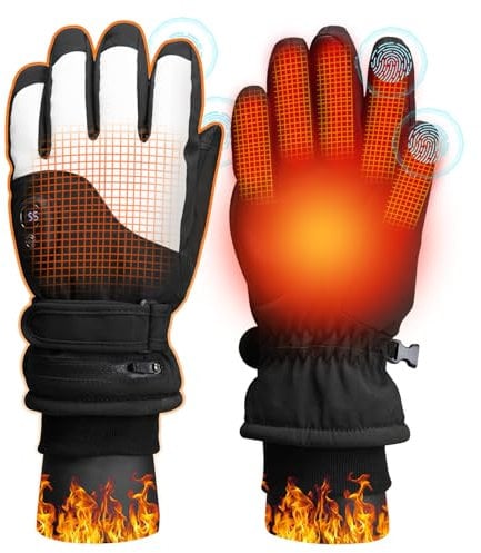 Heated Gloves, Electric Rechargeable Battery Gloves, Skiing Gloves Cold Weather Heating Gloves Touch for Men Women, Snow Work Camping Hiking Hand Warmer Glove for Motorcycles, Skiing