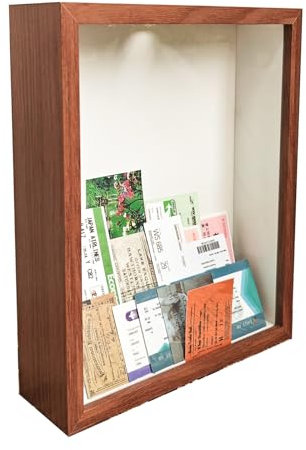 Schattenbox für Tickets, Briefmarken-Display, Kronkorken-Schattenbox, Ticketwurzel-Memory-Box, Deckel-/Hut-Memory-Box, Top-Loader-Vitrinenrahmen, High-Definition-Glas, Schlitz auf der
