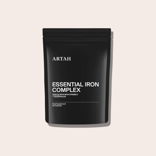 Artah Essential Iron Complex Supplements with Vitamin C and Acidophilus, 60 Capsules, Non-Constipating Formula