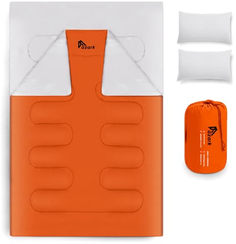 azark Double Sleeping Bag-Orange Saco de Dormir Doble, Color Naranja, Unisex, Kids