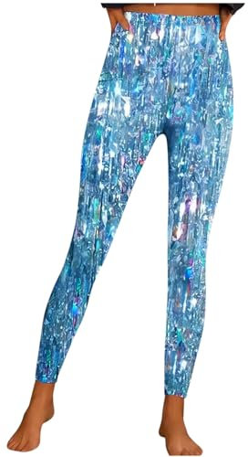 KOG Sale Angebote Leggings Damen High Waist Leggins Sexy Sport Leggings Elegante Outdoorhose Frau Jogging Hose Einfarbig Sporthose Cargo Wanderhose Trainingshose Gutschein Amazon Blau S