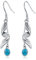 POPLYKE Western West Türkis Feder Ohrringe Sterling Silber Feder Hängend Ohrringe Boho Schmuck Geschenke für Frauen