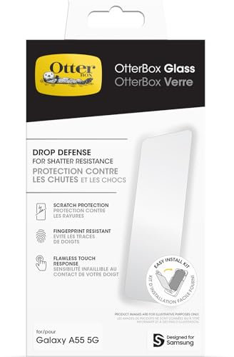 Otterbox Protecteur d'Écran en Verre Trempé pour Samsung Galaxy A55 5G - Protection Contre Les Rayures et Les Chutes