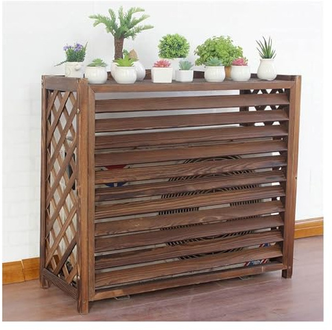 Fenster-Klimaanlagen-Geländer, Sichtschutzzäune, Klimaanlagen- Und Wärmepumpen-Schutzgitter, Versteckte Mülleimerschalen, Balkon-Pflanzenregale Mit Lamellen Aus Massivholz ( Size : 100x43x94cm )