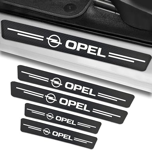 4 Stück Auto Einstiegsleisten Schutz für Opel,Auto Türschweller Schutz mit Logo, Kohlefaser Auto Türeinstiegsschutz Aufkleber