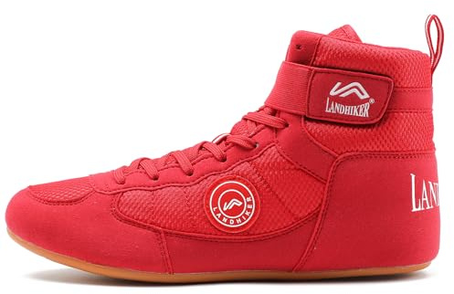 HIKLDK Wrestling Shoes Men Black Boxing Shoe for Men, Red, 5 UK
