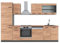 Vicco Küchenzeile R-Line, Küchenblock, Goldkraft Eiche/Anthrazit, 300 cm, AP Eiche