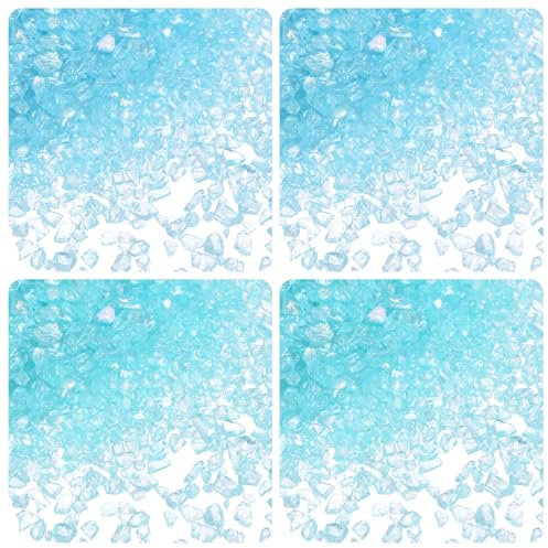 sourcing map 40g Crushed Glass Chips 1-3mm Shiny Electroplating Irregular Broken Sprinkles Chunky Glass for Crafts DIY Resin Art Decoration Vase Filler, Blue, Sky Blue