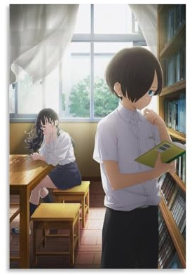 Anime-Poster mit Aufschrift The Dangers in My Heart, Gemälde auf Leinwand, Wandkunst, Poster, Rollbild, Wanddekoration, Heimposter, 60 x 90 cm