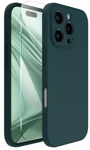 ACRONIX Compatible with iPhone 16 Pro Case 6.3, with 1 x Screen Protector, Liquid Silicone Case Comprehensive Protection Cover Shockproof Gel Rubber Phone Case for iPhone 16 Pro 6.3inch-Olive Green