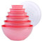 BoxedHome Mixing Bowl Set with Lid, Mixing Bowls, 12-Pack Mixing Bowl Set, Plastic Salad Bowl Non-Slip Stackable Serving Bowls for Kitchen (6 Bowls and 6 Lids, Light Pink)
