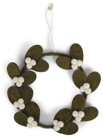 Gry & Sif Türkranz, Mistelzweigkranz, Filzdekoration, Handmade, Fairtrade, Kranz zum aufhängen als Weihnachtsdeko, Geschenkidee, Zeitlose Dekoration, Wohndeko (15cm)