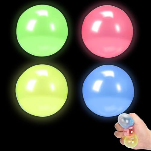 Leuchtende Klebrige Bälle,mit Glimmer-stressabbau und schrecklichem Stress, für Erwachsene mit Autismus und für Kinder mit Autismus（4Pcs）