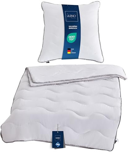 LILENO HOME Premium 4-Jahreszeiten Bettdecke 135x200 cm + Kissen 80x80 cm [1er Set] mit Sanitized Hypoallergen - Bettdecke 135x200 cm + Kissen 80x80 cm - für Sommer u. Winter - Kochfest bis 95°C