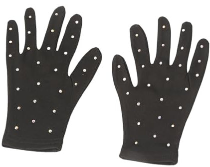 Perfeclan Eiskunstlauf-Wettkampfhandschuhe, Strass-Dekoration, Tanzhandschuhe für Eiskunstlauf-Wettkampftraining, Show, M Black