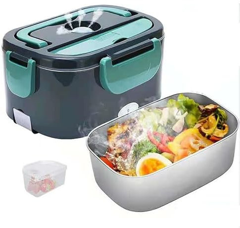 Cikda Electric Lunch Box -1.5L 60W Electric Heated Lunch Box for Truck and Car Drivers, Office, Camping, Travellers - Portable Food Warmer for Adults Away from Home 12V/24V/220V