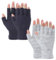 2 Pair Fingerless Gloves, Winter Half Finger Gloves Thickened Cashmere Warm Glove Knit Touchscreen Warm Stretchy Mittens Fingerless Glove for Men and Women (Black+Light Grey)