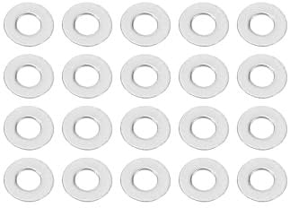 Motoforti Universal Flat Washer, 2mm ID 5mm OD 0.5mm Thickness, Durable, Stainless Steel, Silver Tone, 20 Pcs