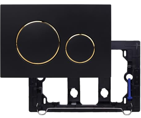 GuiMemi Push Plate Toilet Actuator Plate – Compatible with Geberit Sigma20 & Sigma30 & Sigma01 Frames, UP300, UP320, UP700, UP720 Cisterns – Double Flush Front Panel Replacement (Black/Gold).