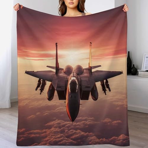 Airplane Kämpfer Kuscheldecke Couchdecke Decke Aus Flannel - Tagesdecke Wohndecken Für Sofa, Couch Oder Als Bettüberwurf - Waschbare Decke （130×180cm）
