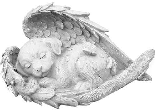 Grabstein Hund Harz Hundeengel Haustier Gedenkstein Hund Engel Haustier Denkmal Grab Marker Tribut Statue Hund Grabsteine Statue Geeignet für Gartengräber, Heimsouvenirs, Dekorative Ornamente