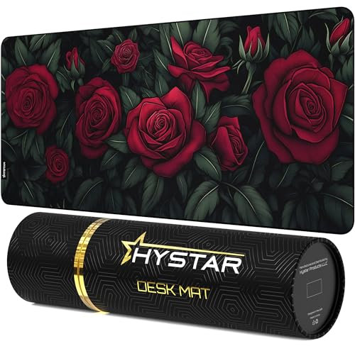Hystar® Extended Gaming Mouse Pad | XXL 36 x 16 | 5mm Thick, Waterproof Surface, Smooth Polyester Fabric, and Natural Rubber Base | Bloom