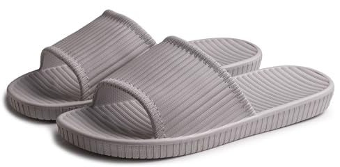 Lily Zone Men's Shower Slippers, Non-Slip Beach Pool Slide Sandals Bathroom House Shoes for Men (Grey, Adult, Men, 7.5, Numeric Range, UK Footwear Size System, 8.5, Medium)