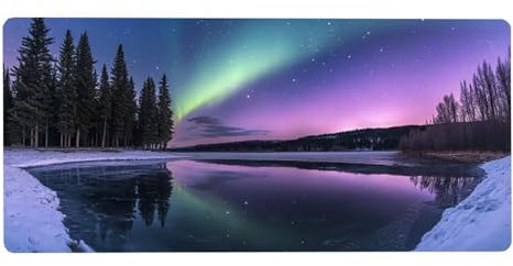 Mouse Pad aurora Desk Mat Large 700X300X3MM Non-Slip Rubber Base Mouse Mat forest Gaming Mousepad Soft Smooth Surface And Waterproof Large Keyboard Pad for PC, Laptop, Office Desk Accessories