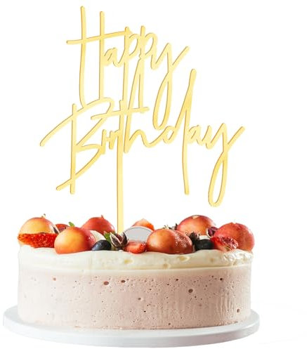 Gold Happy Birthday Tortendeko Geburtstag Cake Topper Happy Birthday Cake Topper zum Geburtstag für Männer, Frauen, Jungen und Mädchen