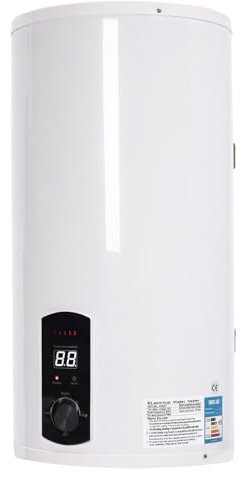 Elektrischer Durchlauferhitzer 50L Wandmontiert Warmwasserbereiter 2000W Boiler mit Handbrause Wasserhahn IPX4 Temperaturregelung 25-75°C für Bad Küche Caravan