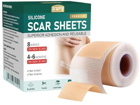Cerotti Silicone Cicatrici, Per Cerotti Cicatrici Tratta tutte le cicatrici ammorbidisce e leviga le cicatrici causate da taglio cesareo, chirurgia, ustioni e acne (4 * 150cm)